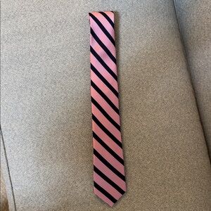 Tommy Hilfiger Pink and Black Diagonal Striped Tie